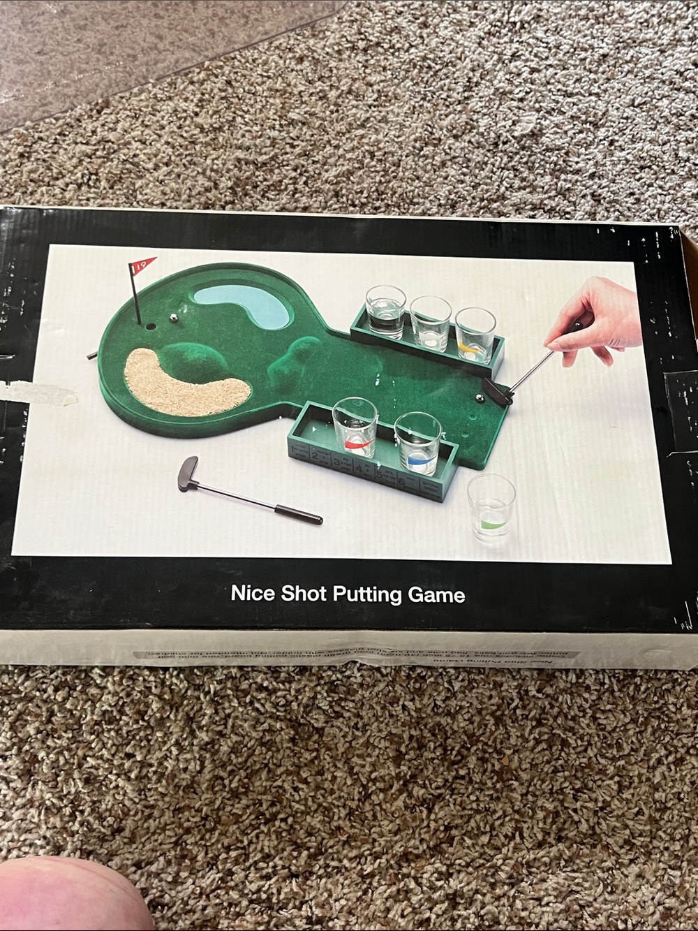 Green Tabletop Putting Game with Drink Targets